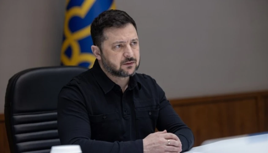 Володимир Зеленський дає інтерв'ю телемарафону «Єдині новини»